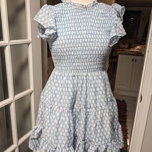 J.  Marie Blue Ruffled Women's Dress